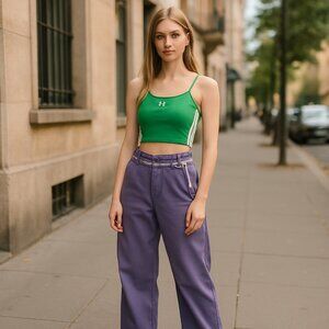 NWT $140 adidas  KSENIASCHNAIDER Patchwork PW Straight Leg Jeans Purple